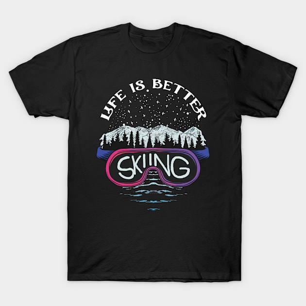 Skiing Gift Mountain Ski Art T-Shirt by USProudness